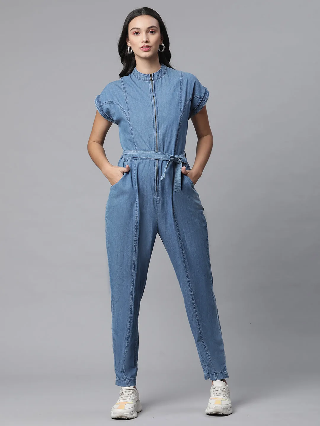 Women Bluish Denim Jumpsuit