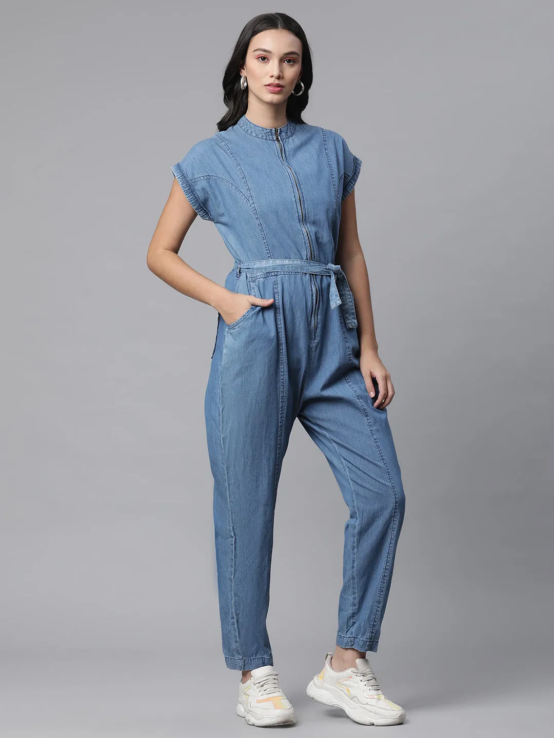 Women Bluish Denim Jumpsuit