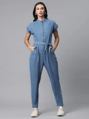 Women Bluish Denim Jumpsuit