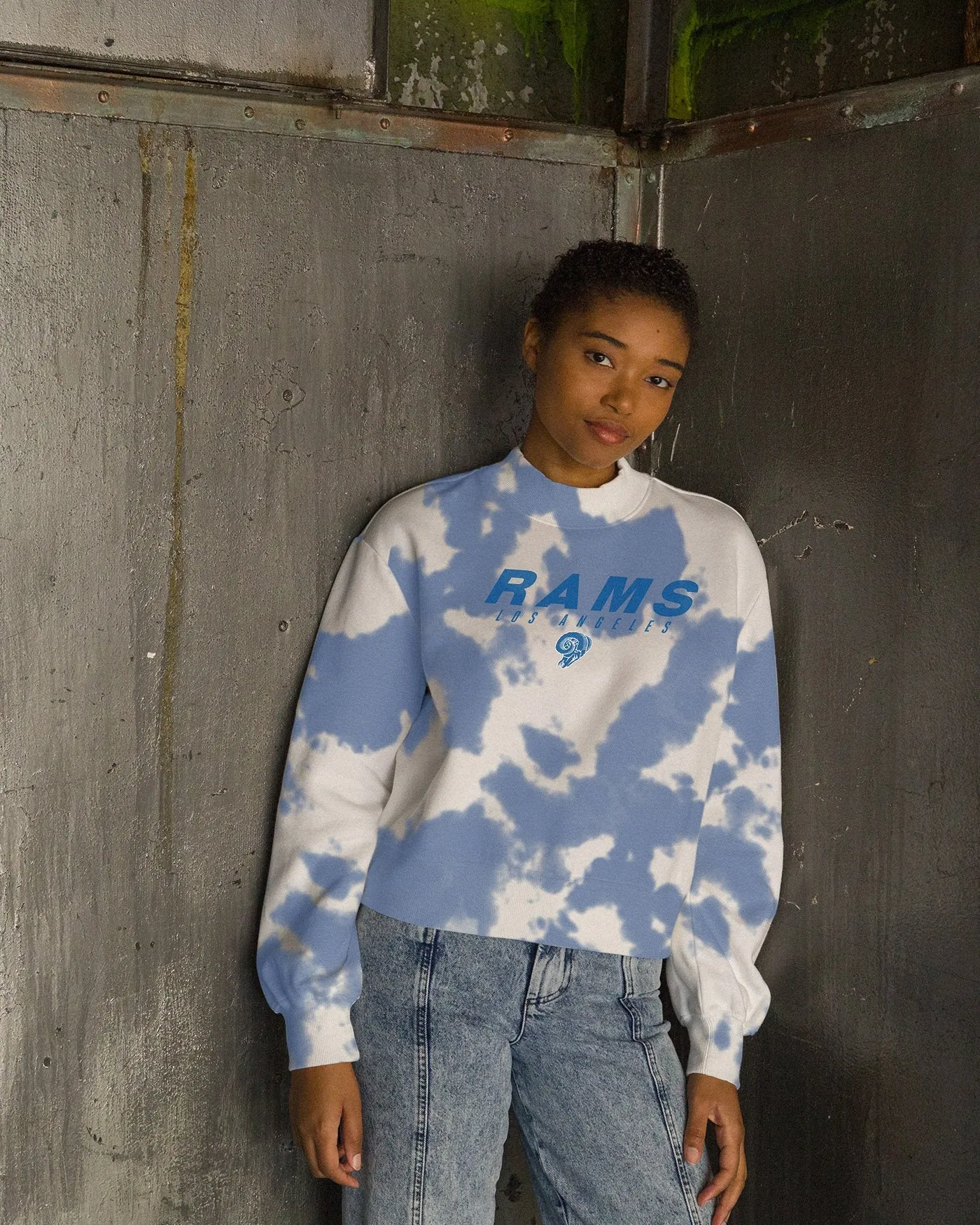 Women's NFL Los Angeles Rams Tie Dye Mock Neck Fleece