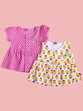 Wow Girls’ 2-Piece Dress Set with Heart Print and Yellow Polka Dot Print