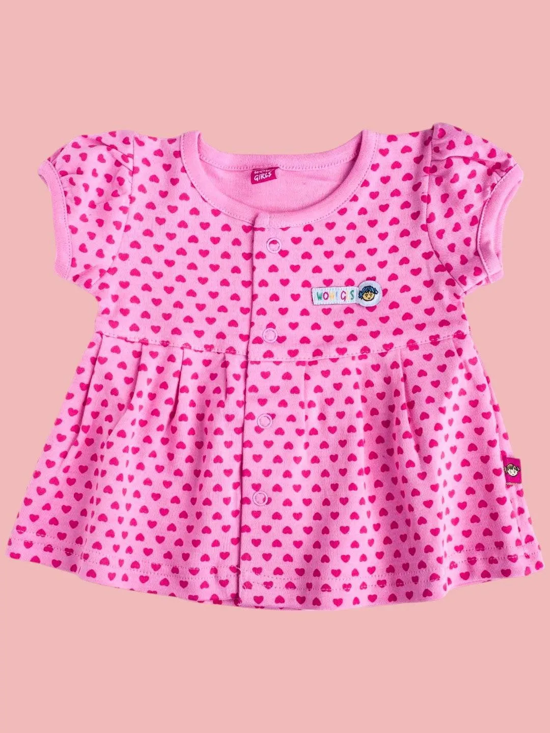 Wow Girls’ 2-Piece Dress Set with Heart Print and Yellow Polka Dot Print