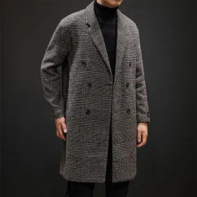 YASUG Casual Double-Breasted Mens Wool Trench Coat